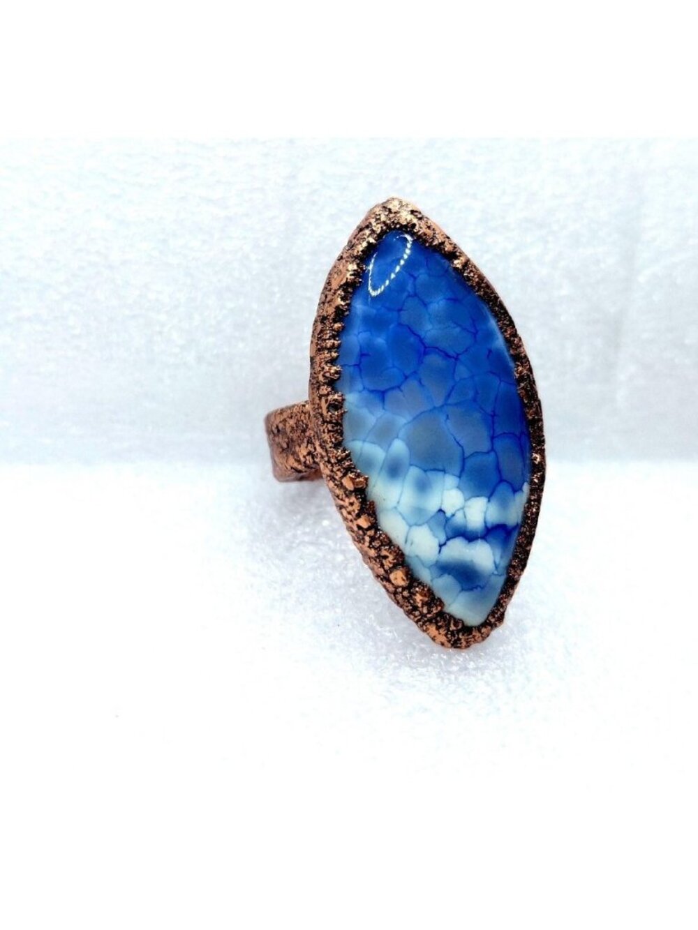Dragon Vein agate Crystal ring handmade copper plated ring boho